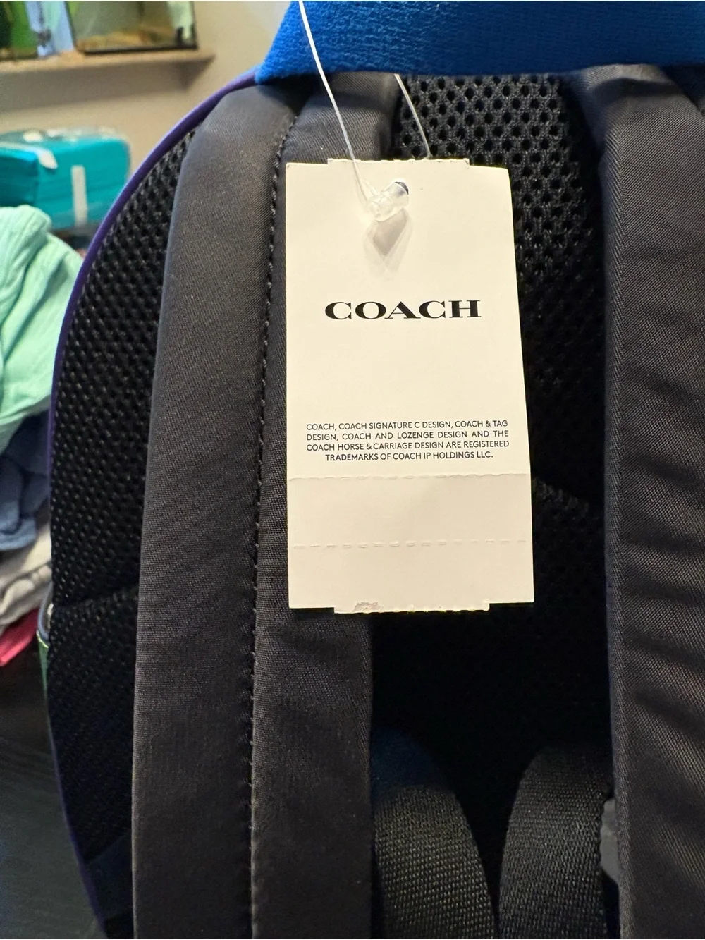 COACH Purple and Coral Signature Mini Backpack